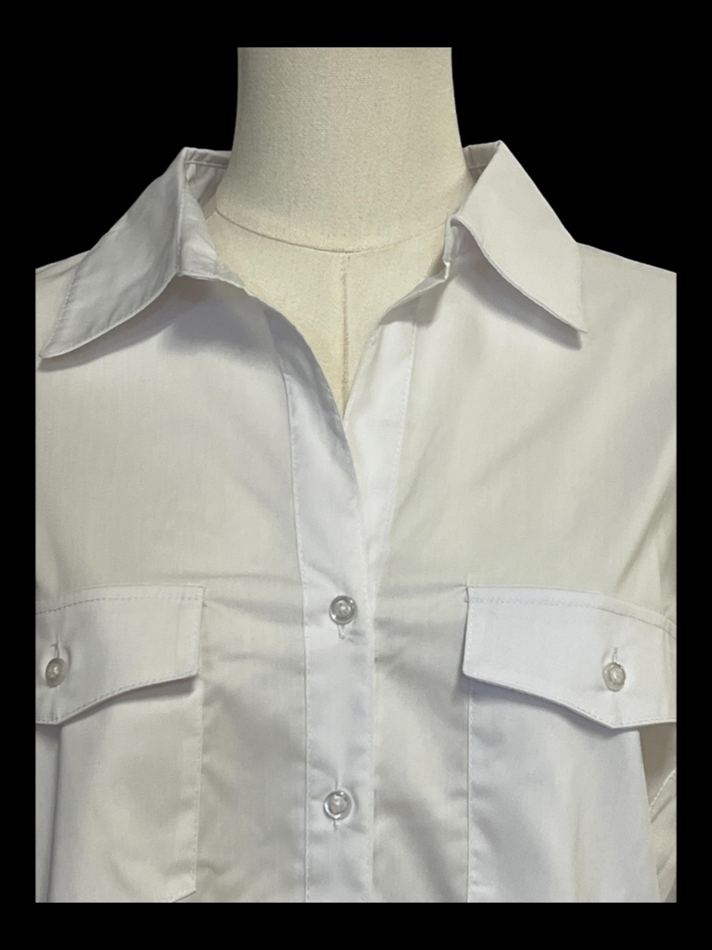 EUC+ Zac & Rachel White Crochet Detail Button-Up Blouse | Size L - Picture 2 of 8